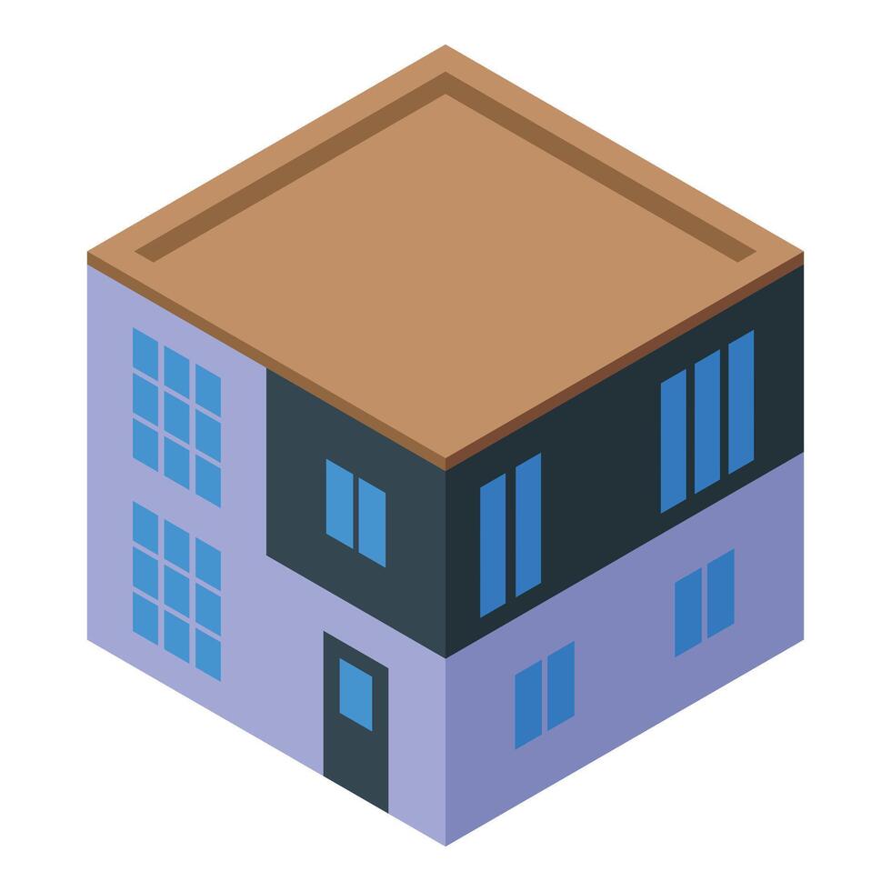 3d isometric illustration of a modern residential building with a flat design vector