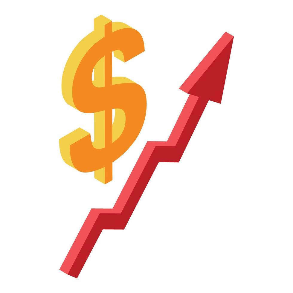 Rising dollar sign with arrow illustration vector