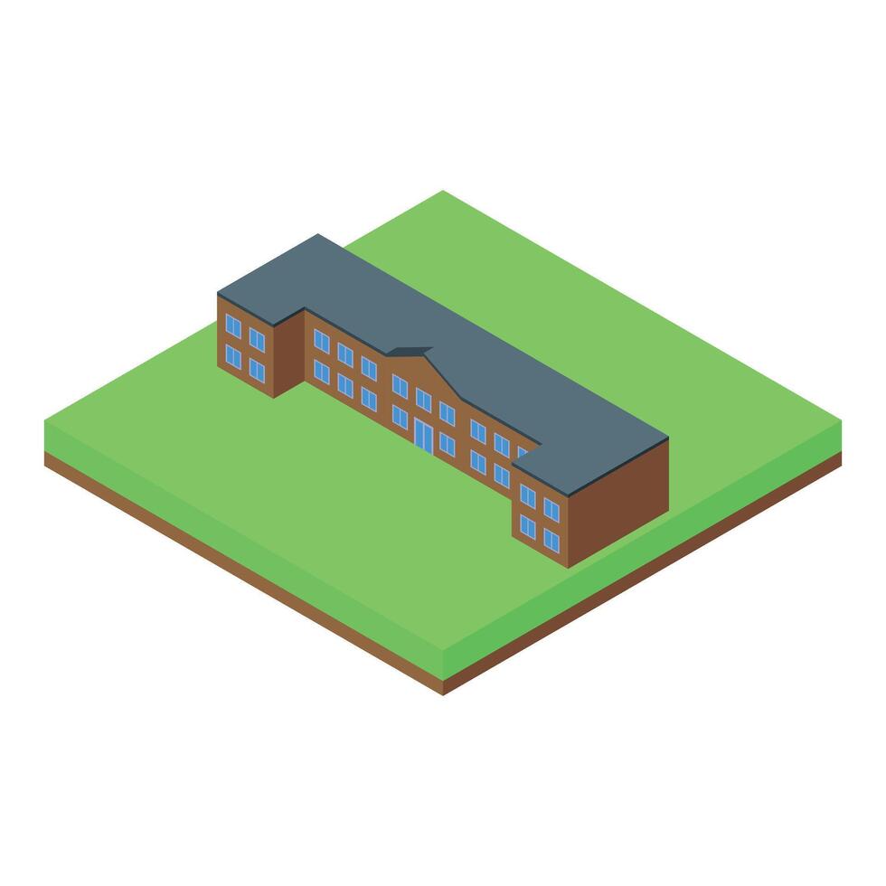 Isometric school building on green landscape vector