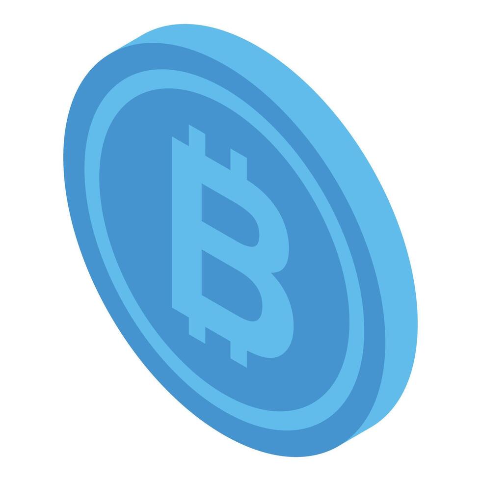 3d illustration of a bitcoin icon in isometric style on a white background vector