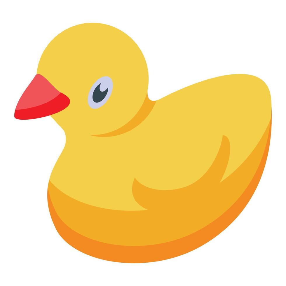 illustration of a cute yellow rubber duck toy icon isolated on a white background vector