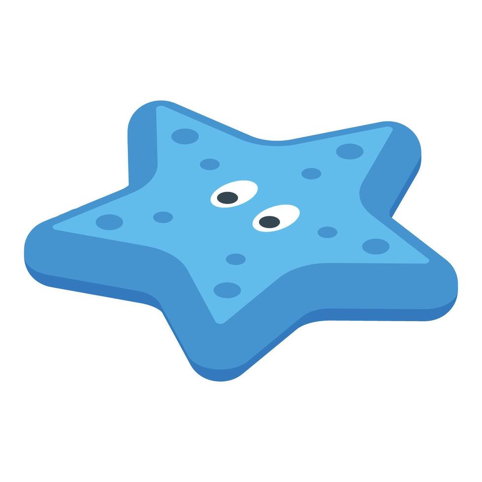 Vibrant digital illustration of a cute blue starfish with a playful design, isolated on white vector