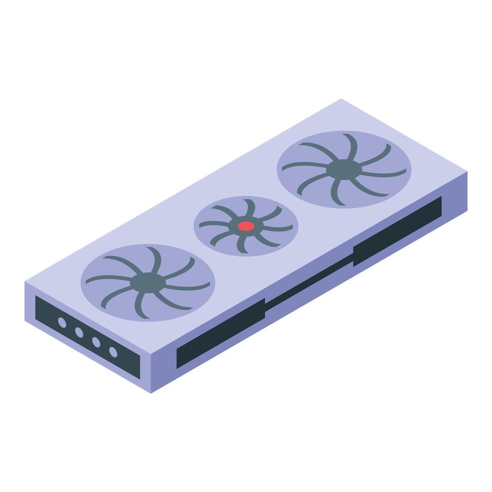 Isometric triple fan gpu illustration vector