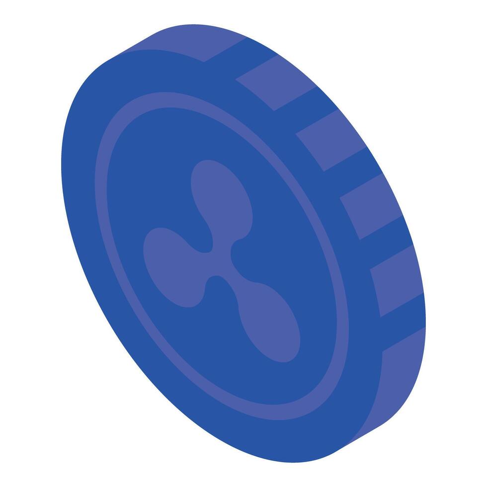 Isometric blue cryptocurrency coin vector