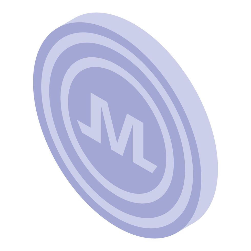 Isometric illustration of a monero xmr cryptocurrency coin on a white background vector