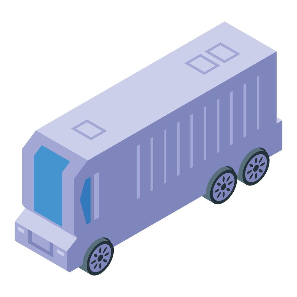Digital illustration of a purple isometric garbage truck on a white background vector