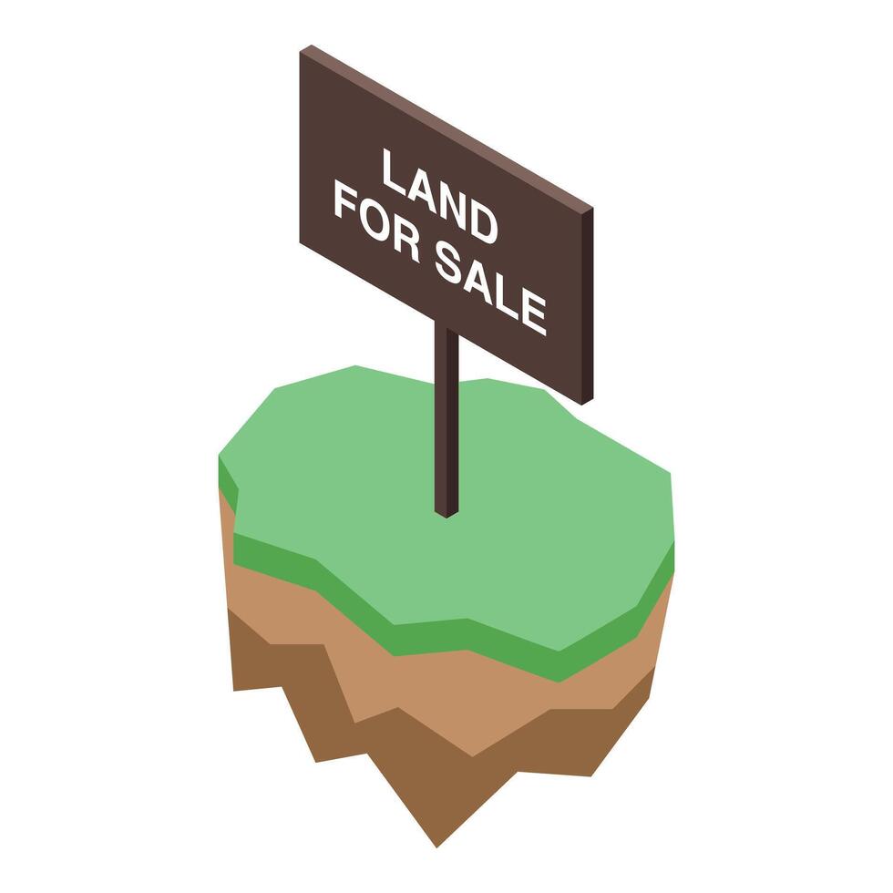 Isometric land for sale sign on a floating plot vector