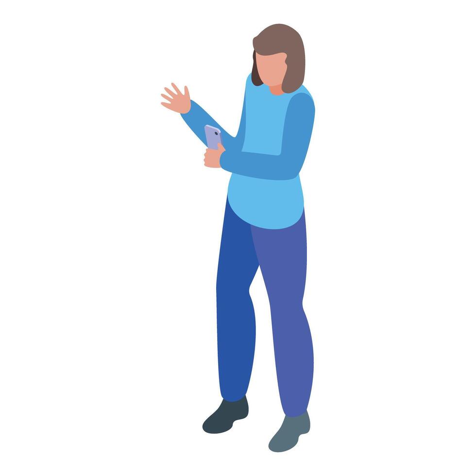 illustration of a man in casual clothing, looking at his wristwatch in an isometric style vector