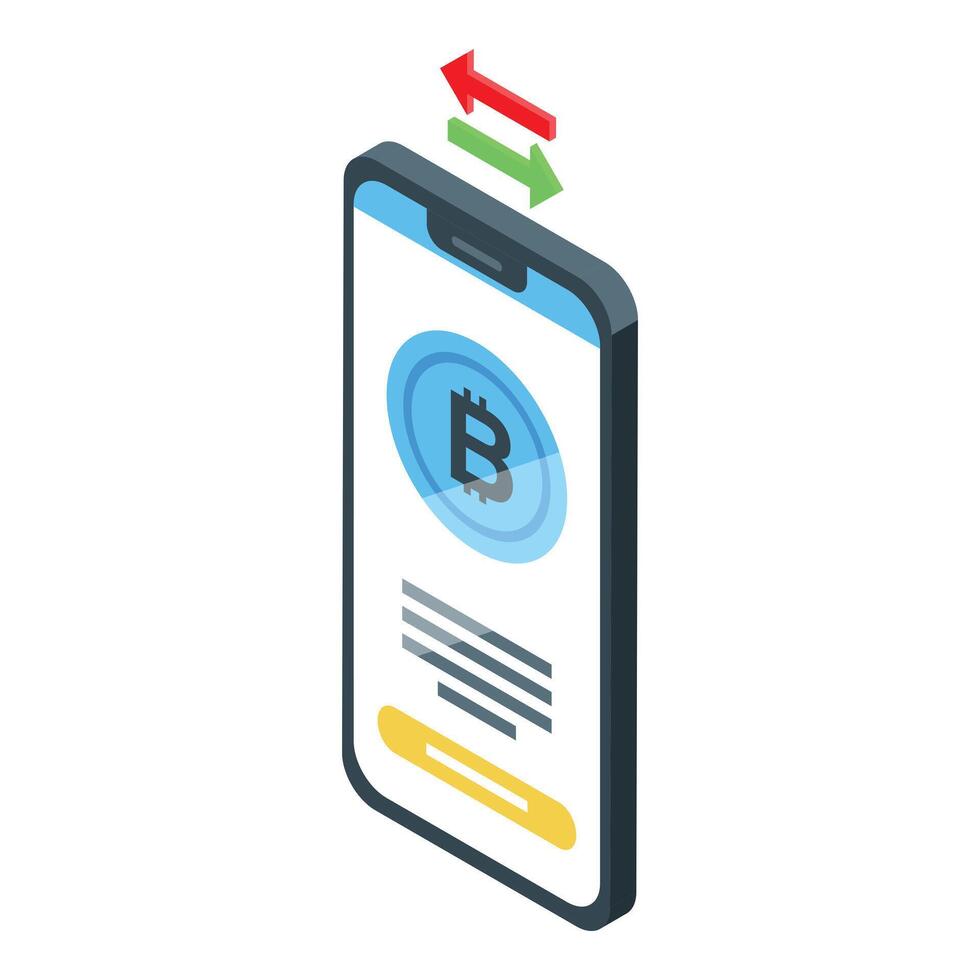Isometric cryptocurrency mobile trading concept vector
