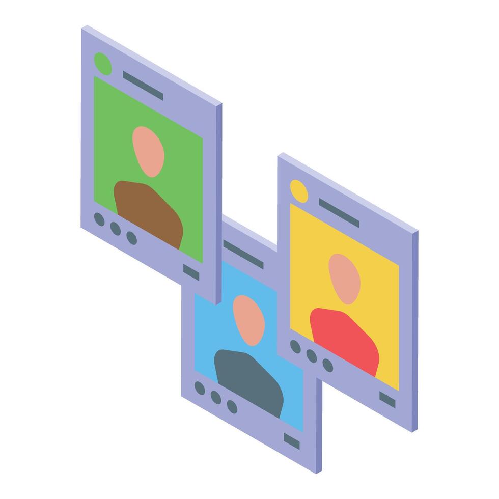 Isometric profile pictures on digital screens vector
