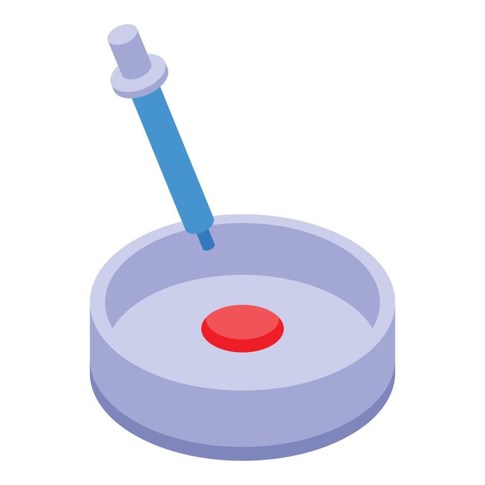 Isometric petri dish with sample injection illustration vector