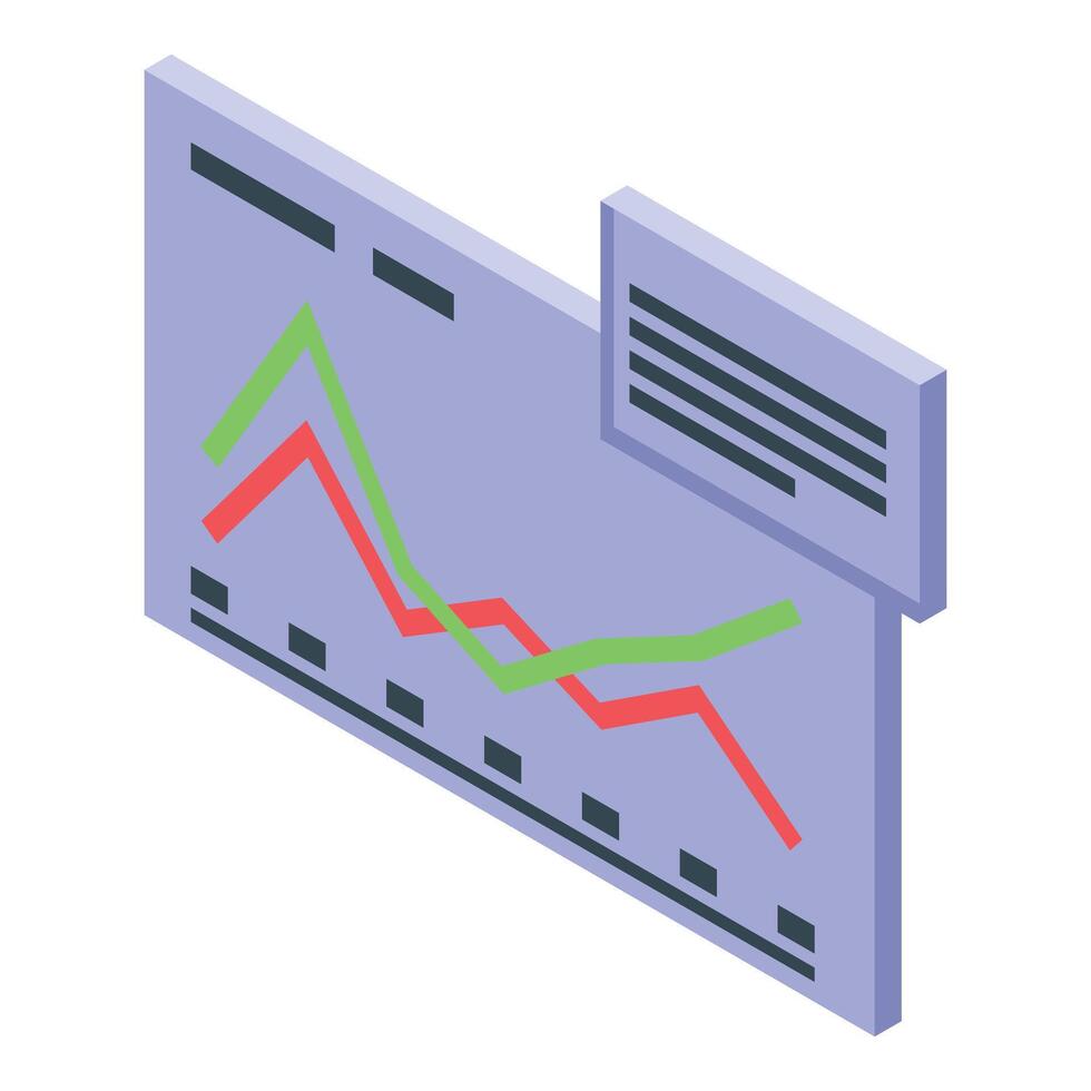 Isometric graph chart with trends on display vector