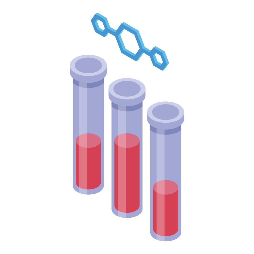 Isometric blood test tubes with dna helix icon vector