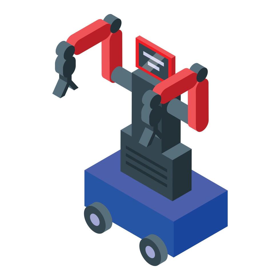 Isometric industrial robot on white background vector
