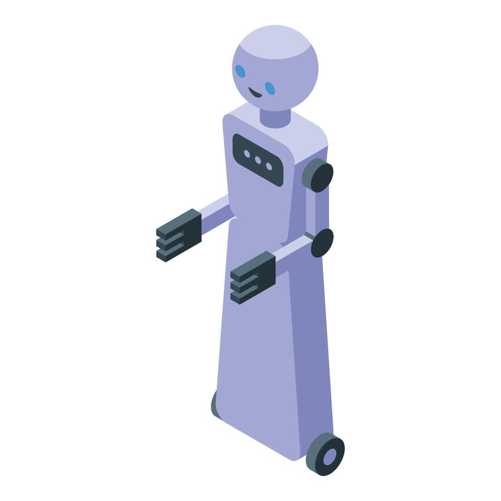 Colorful isometric illustration of a modern robot assistant with a friendly design vector