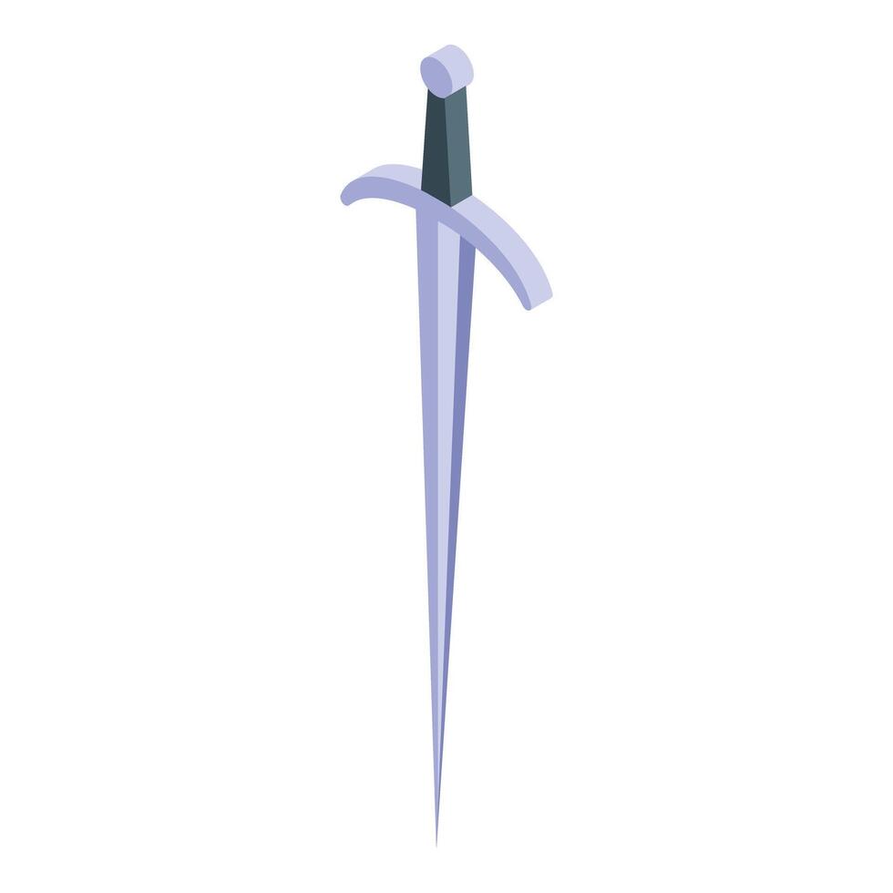 Simplistic illustration of a medieval sword with a purple blade on a white background vector