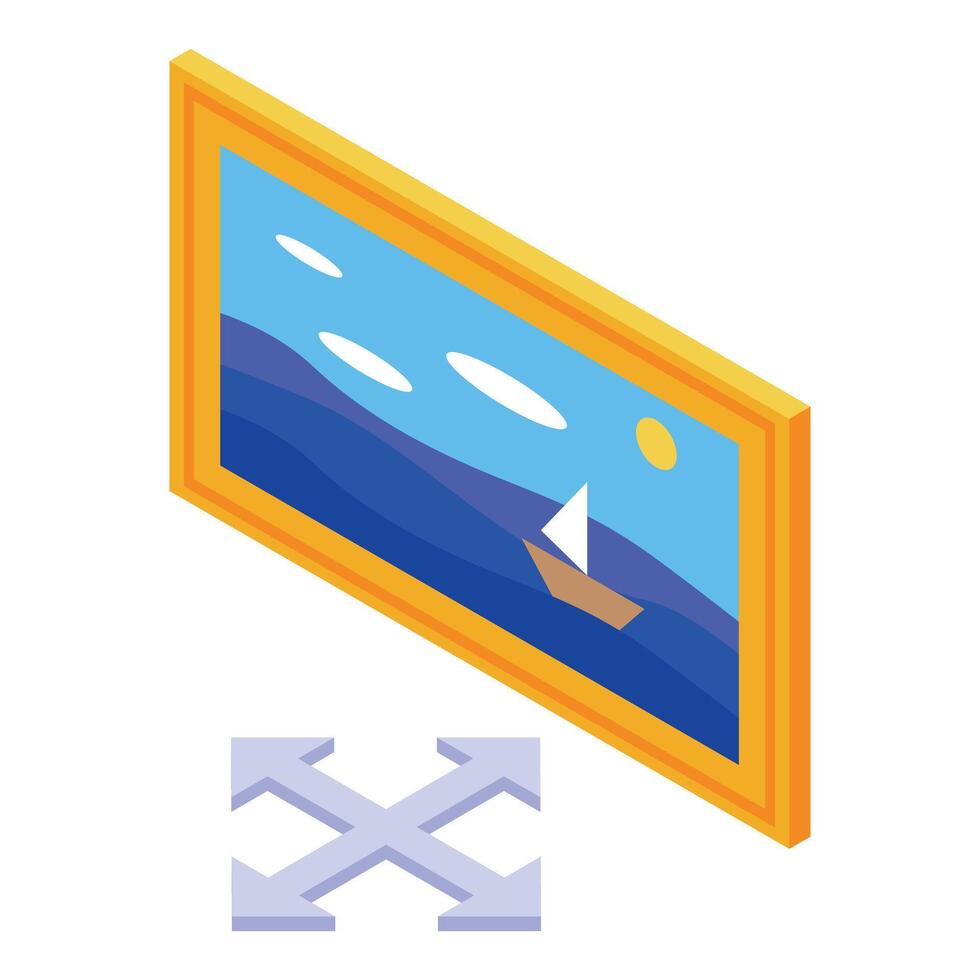 Isometric nautical painting with sailboat vector
