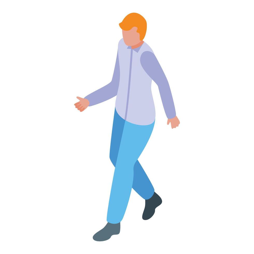 Isometric illustration of a man with red hair walking casually vector