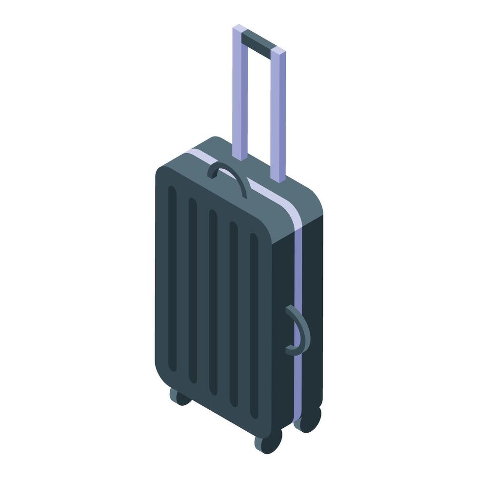 Colorful isometric illustration of a modern travel suitcase with wheels vector