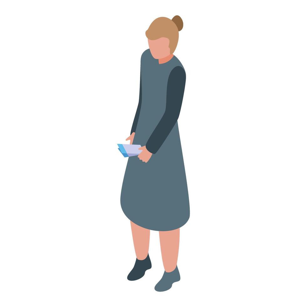illustration of a professional woman standing with a digital tablet vector