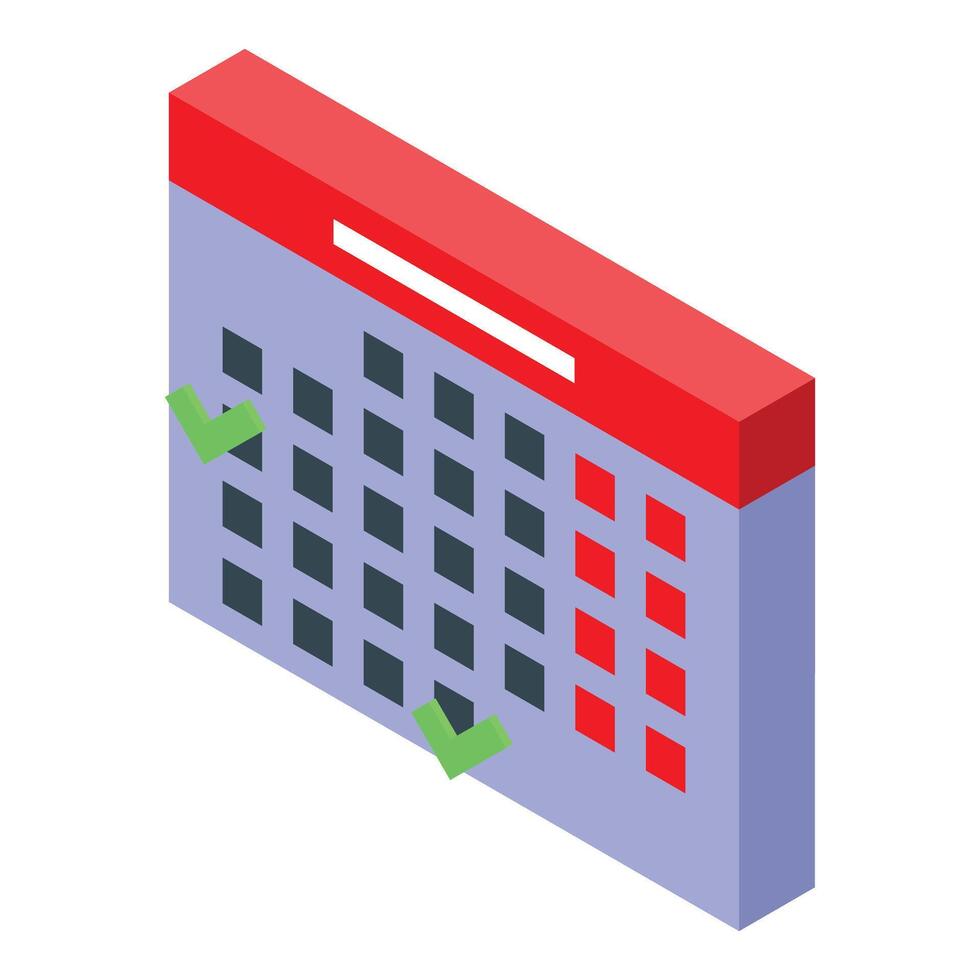 Isometric illustration of a detailed calendar icon vector