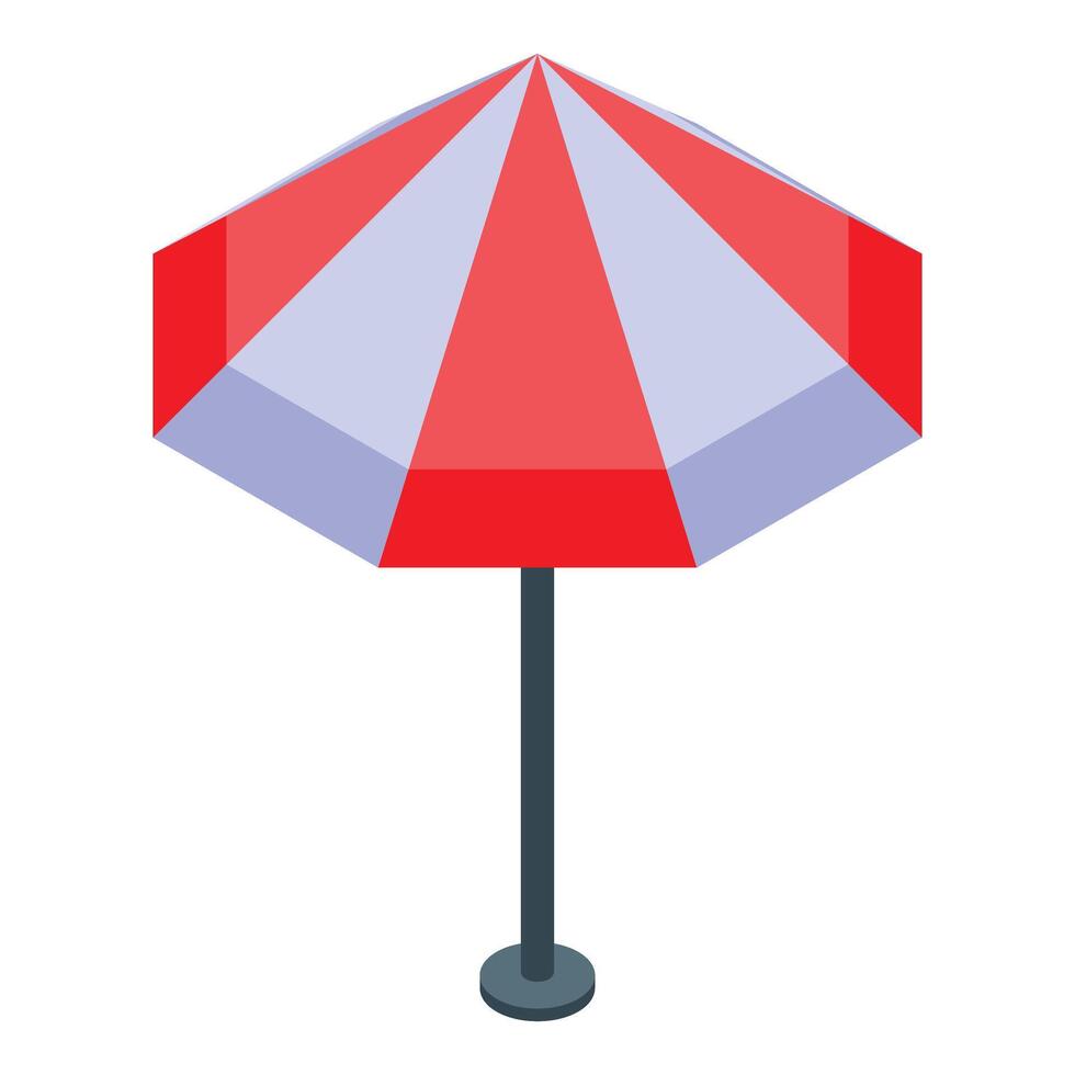 Red and white beach umbrella illustration vector