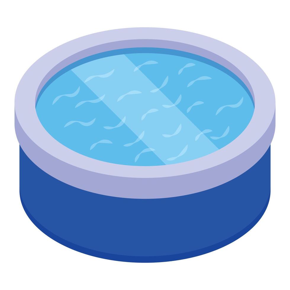 graphic of a blue inflatable pool in isometric view, suitable for summer designs vector
