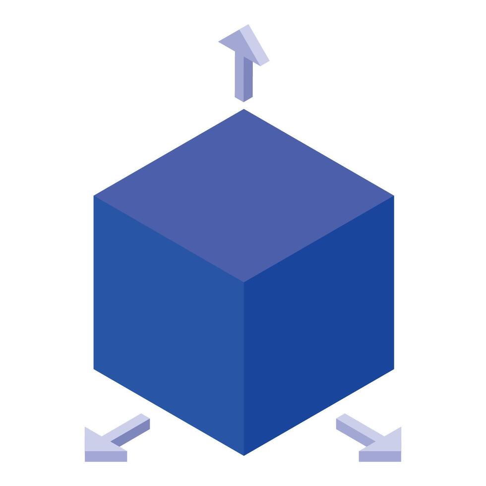 Isometric blue cube with arrows vector