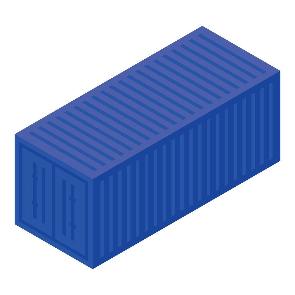 Isometric blue shipping container illustration vector