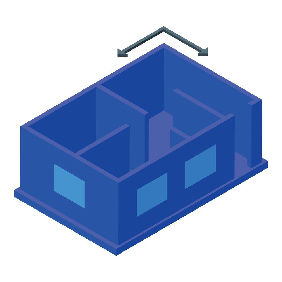 illustration of a 3d isometric house in blue with a neat minimalist style vector