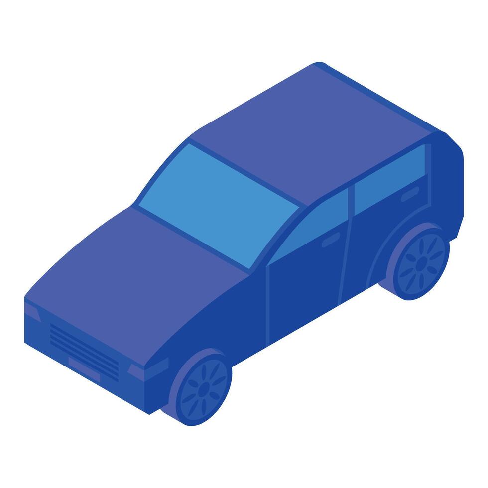 Vibrant isometric illustration showcasing a sleek blue car on a white background vector