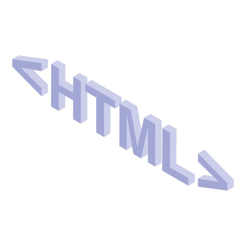 3d isométrica html texto icono vector