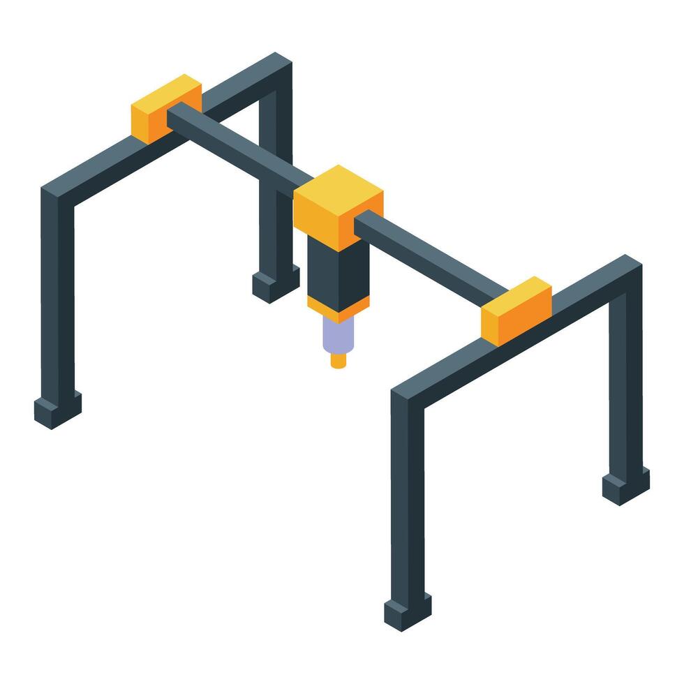 Isometric industrial robotic arm assembly concept vector