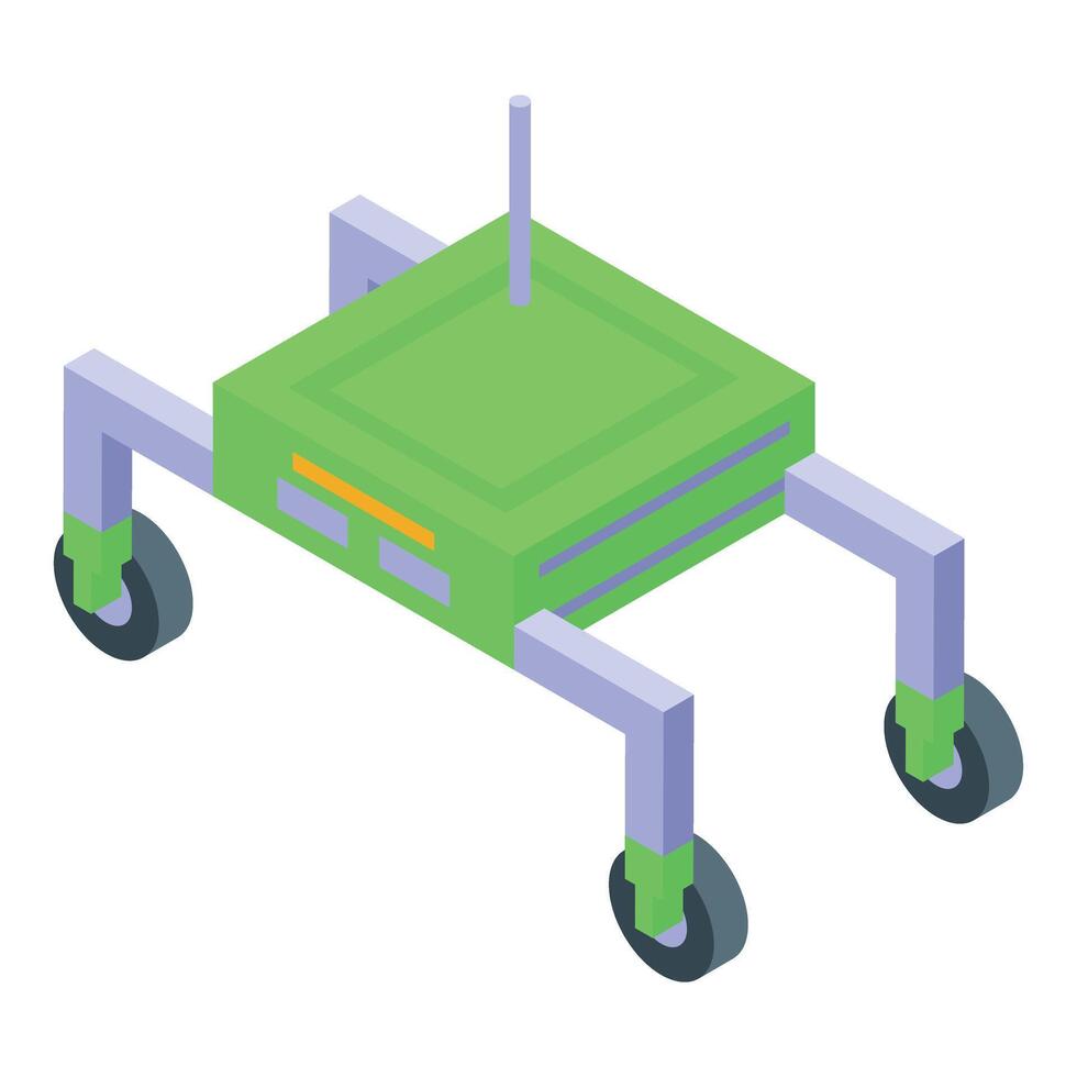 Isometric illustration of a green robotic quadruped vector