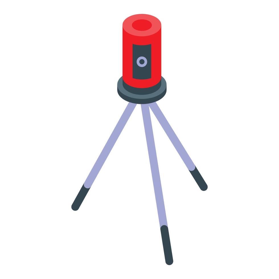 Isometric illustration of red laser level on tripod vector