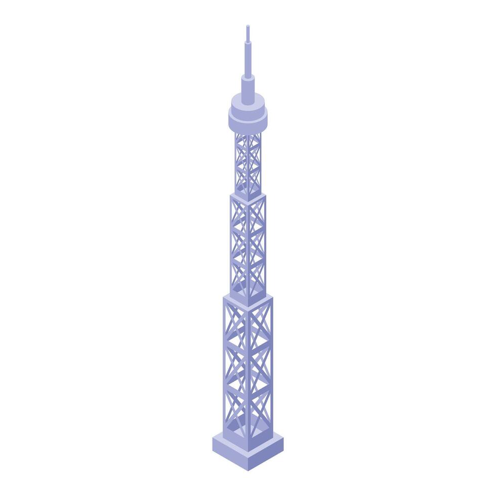 Isometric illustration of a modern broadcast tower vector