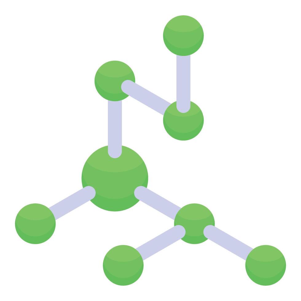 3d isometric illustration of a simple molecular structure with spherical atoms connected by bonds vector