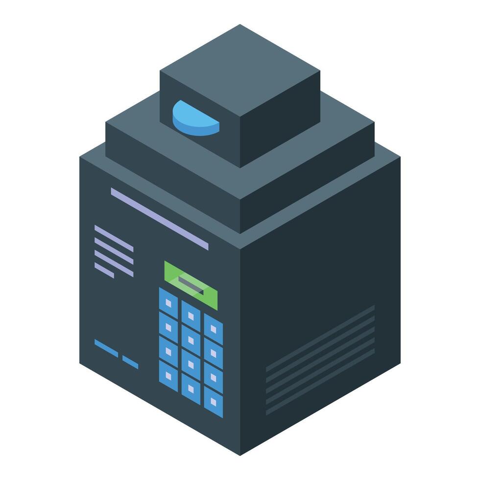 Detailed isometric illustration of a modern corporate building with vibrant windows vector