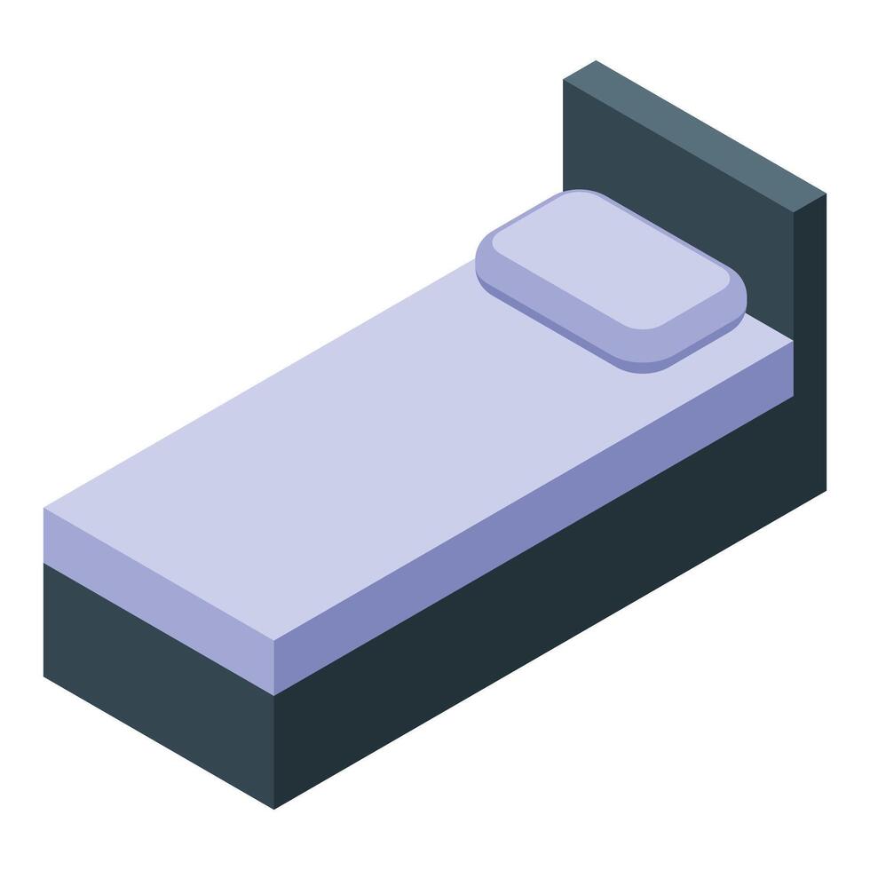 design of a single bed with a pillow in isometric view for interior design concepts vector