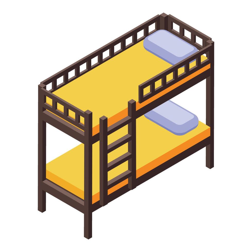 Isometric illustration of wooden bunk bed vector
