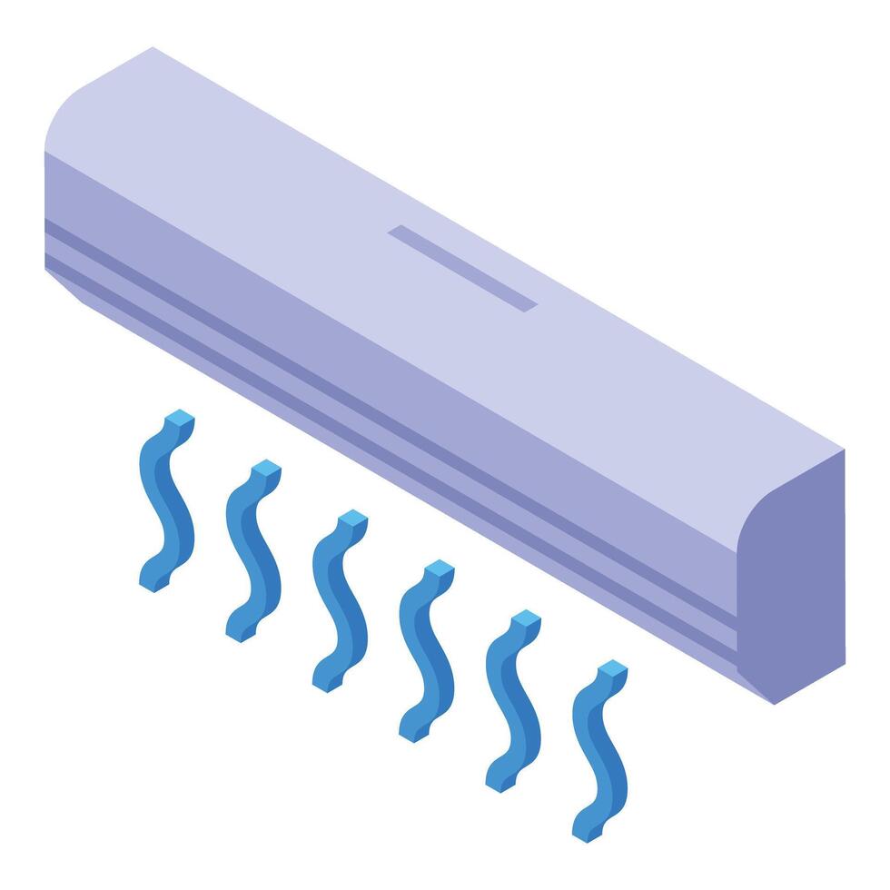 Isometric air conditioner with cool breeze symbol vector