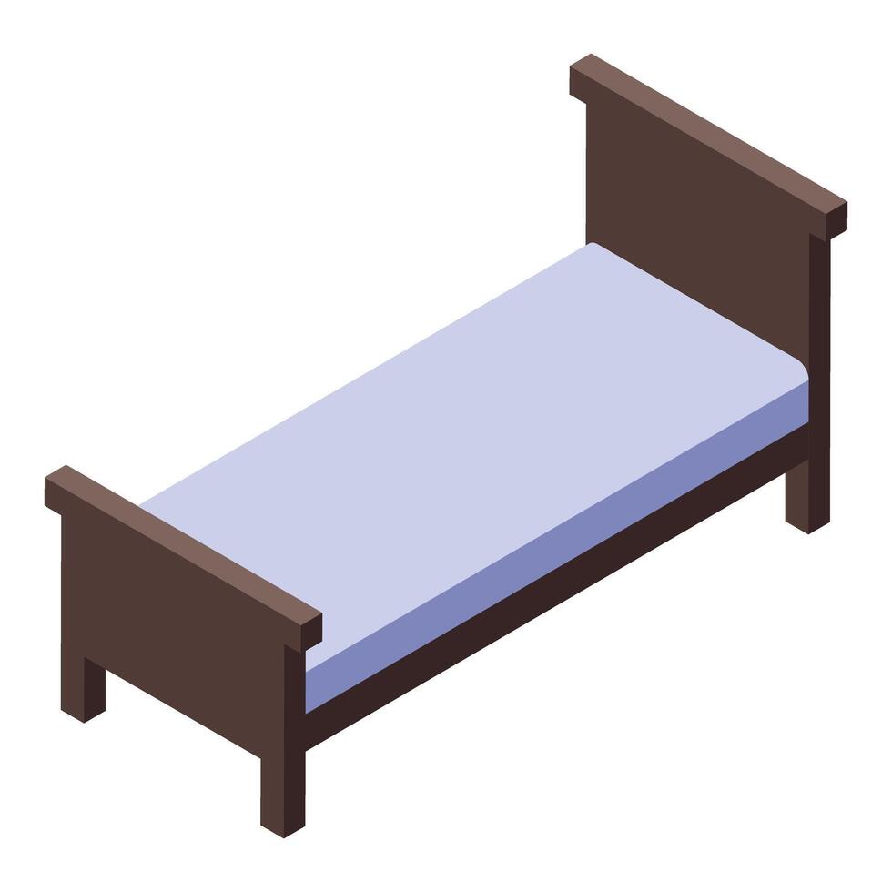 Isometric wooden single bed illustration vector