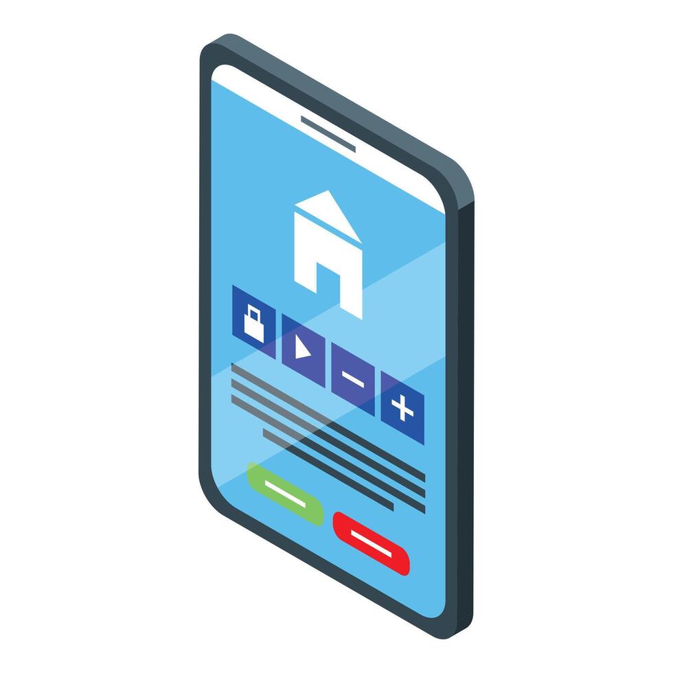 Modern isometric design of a smartphone interface with app icons and user interface elements vector