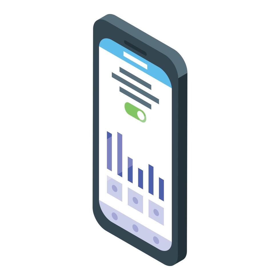 Isometric smartphone with graphs and data analytics vector