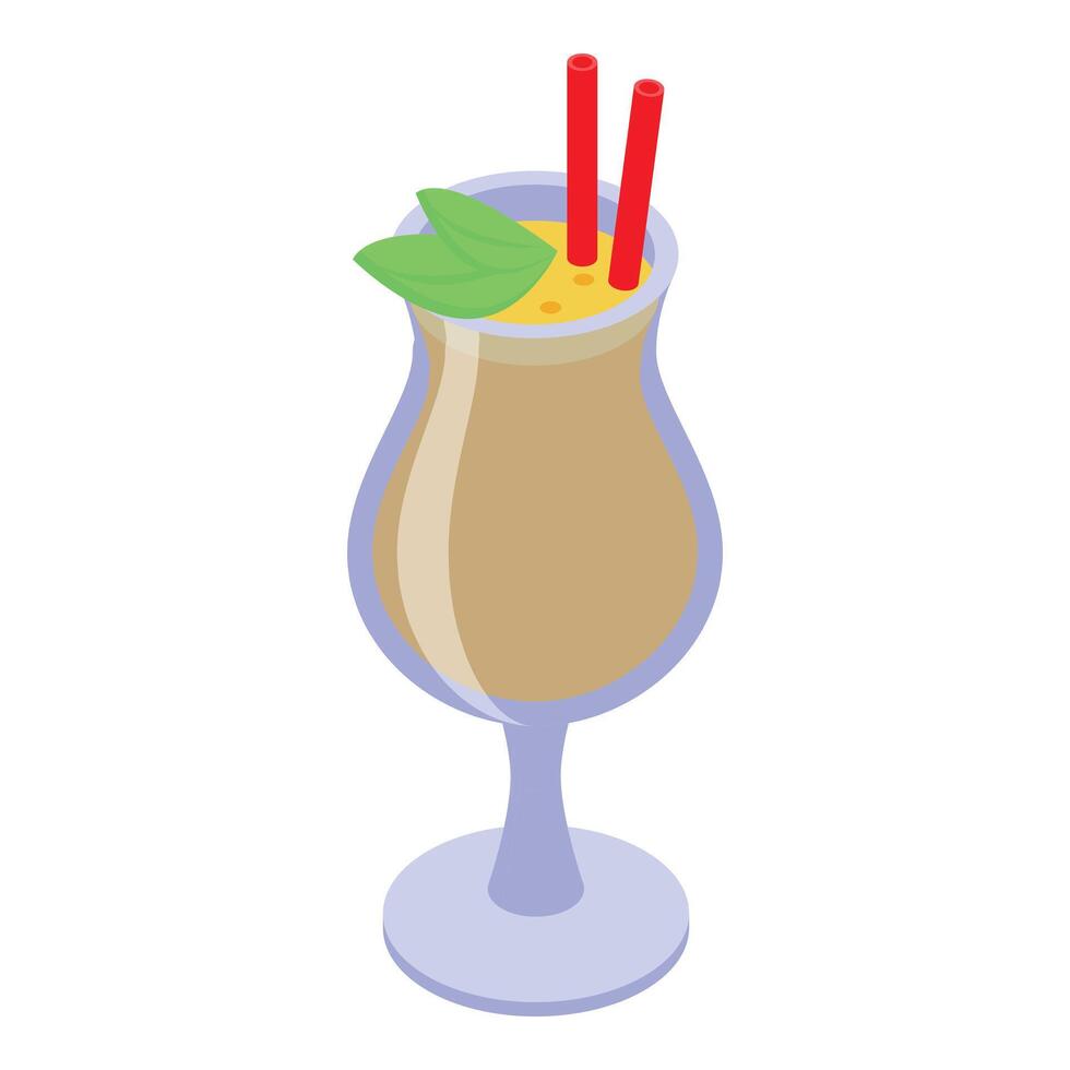 graphic of a cold tropical smoothie with straws and mint leaves vector