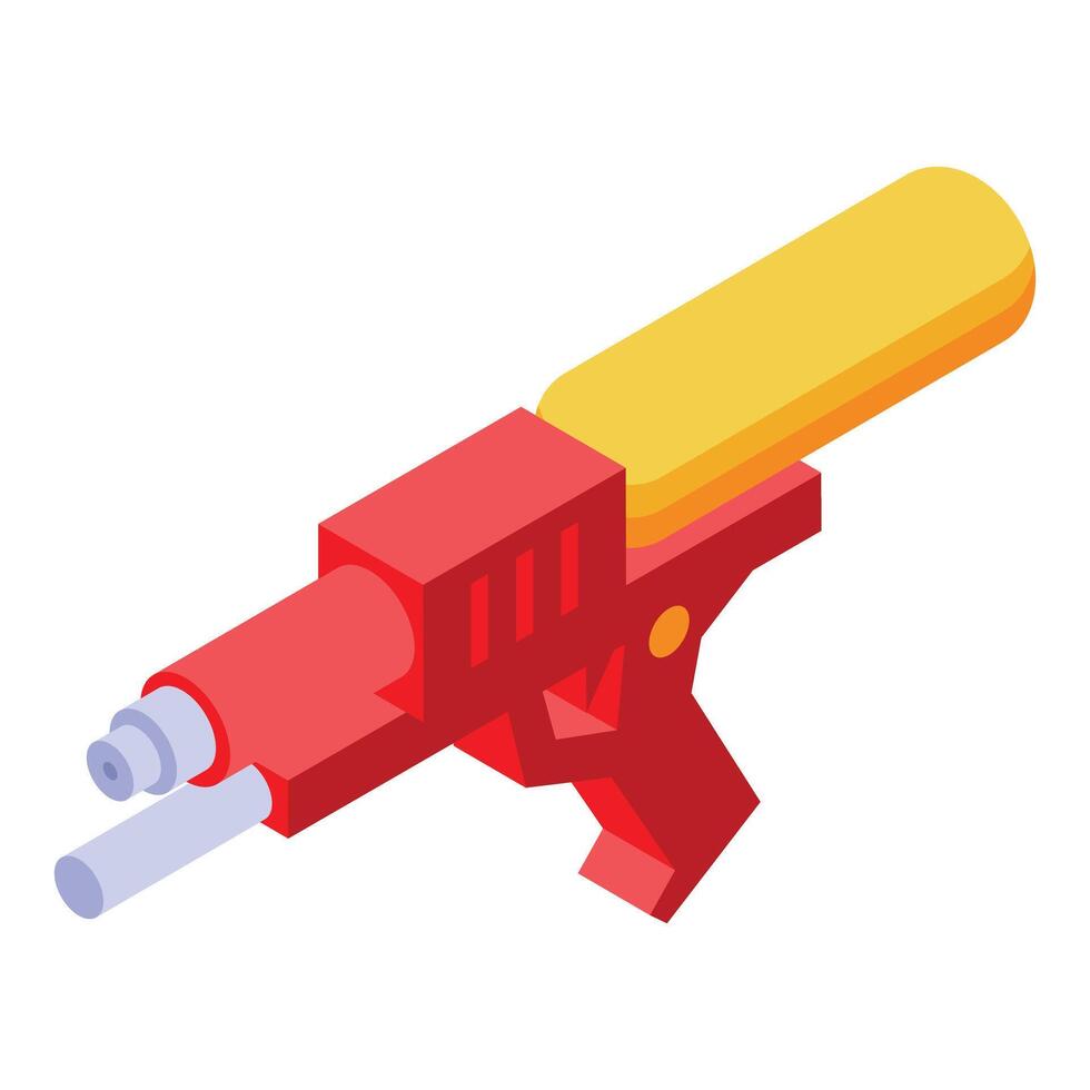 graphic of a colorful isometric toy gun on a white background vector