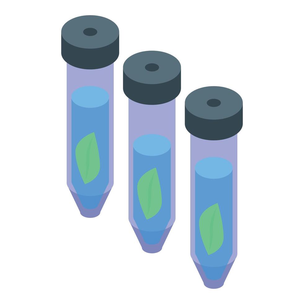 Isometric test tubes with plant samples vector