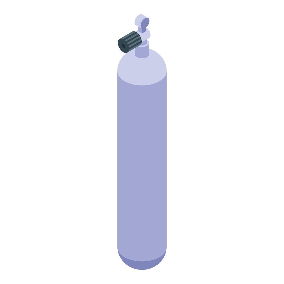 Detailed isometric view of a purple oxygen cylinder on a white background vector