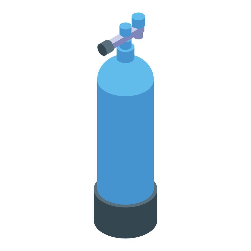 graphic of a blue isometric oxygen cylinder with valve, isolated on white vector