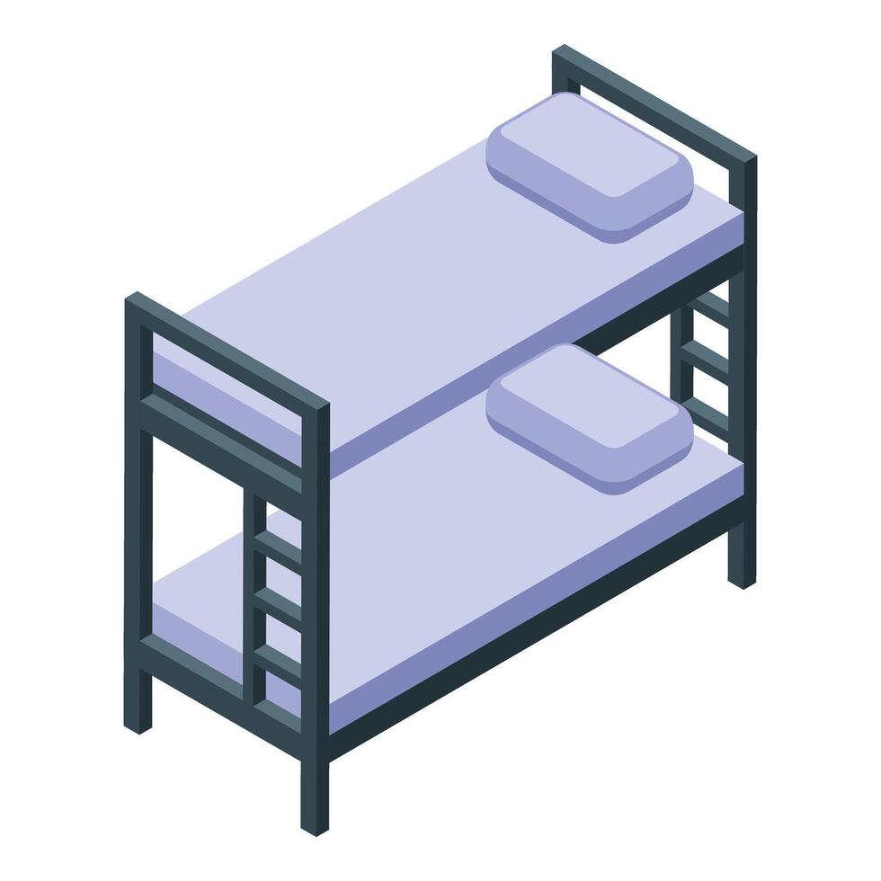 Detailed isometric illustration of a modern bunk bed with pillows vector
